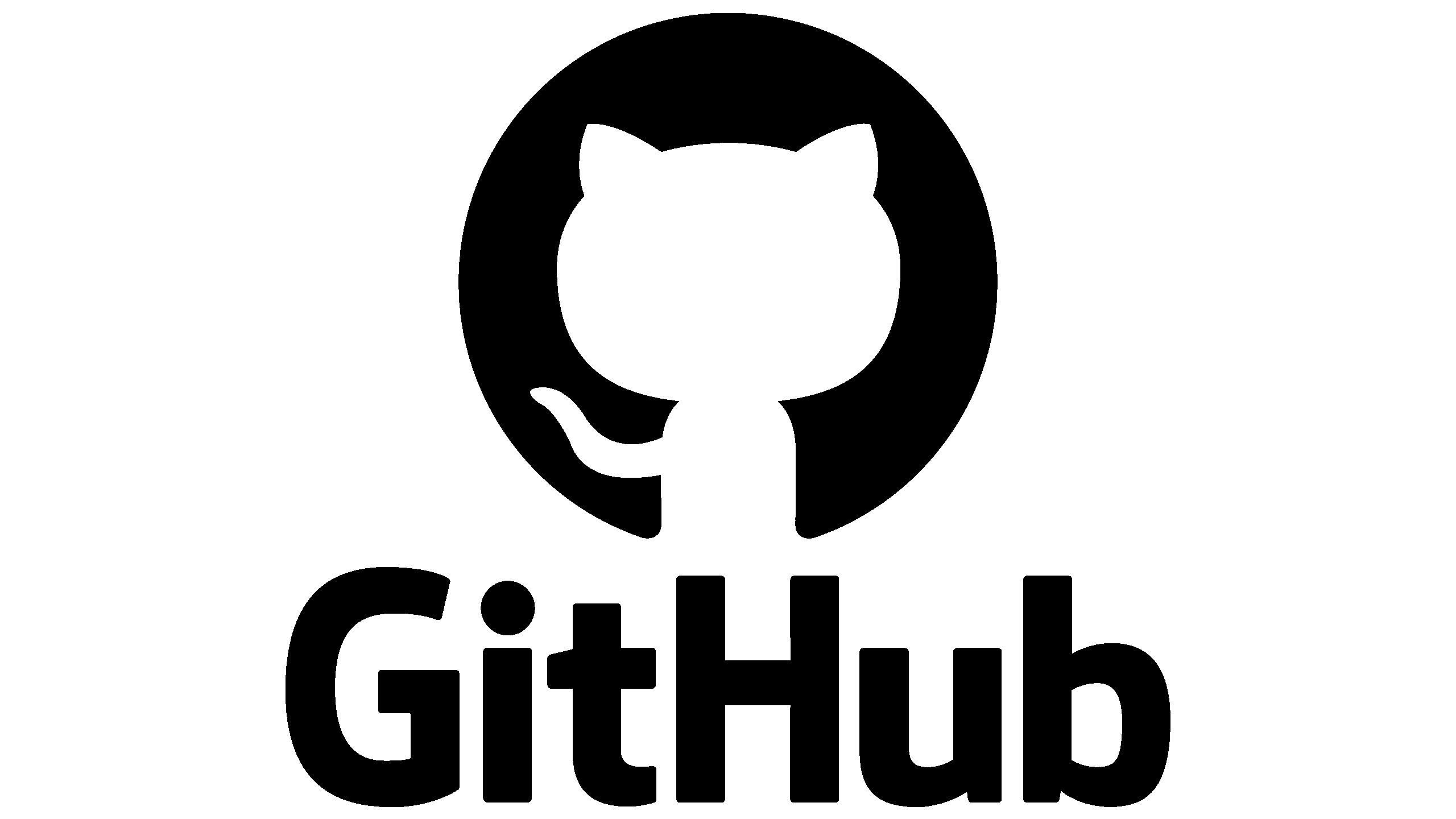 GitHub logo, black octocat silhouette on white background, iconic brand symbol for developers and open-source collaboration.