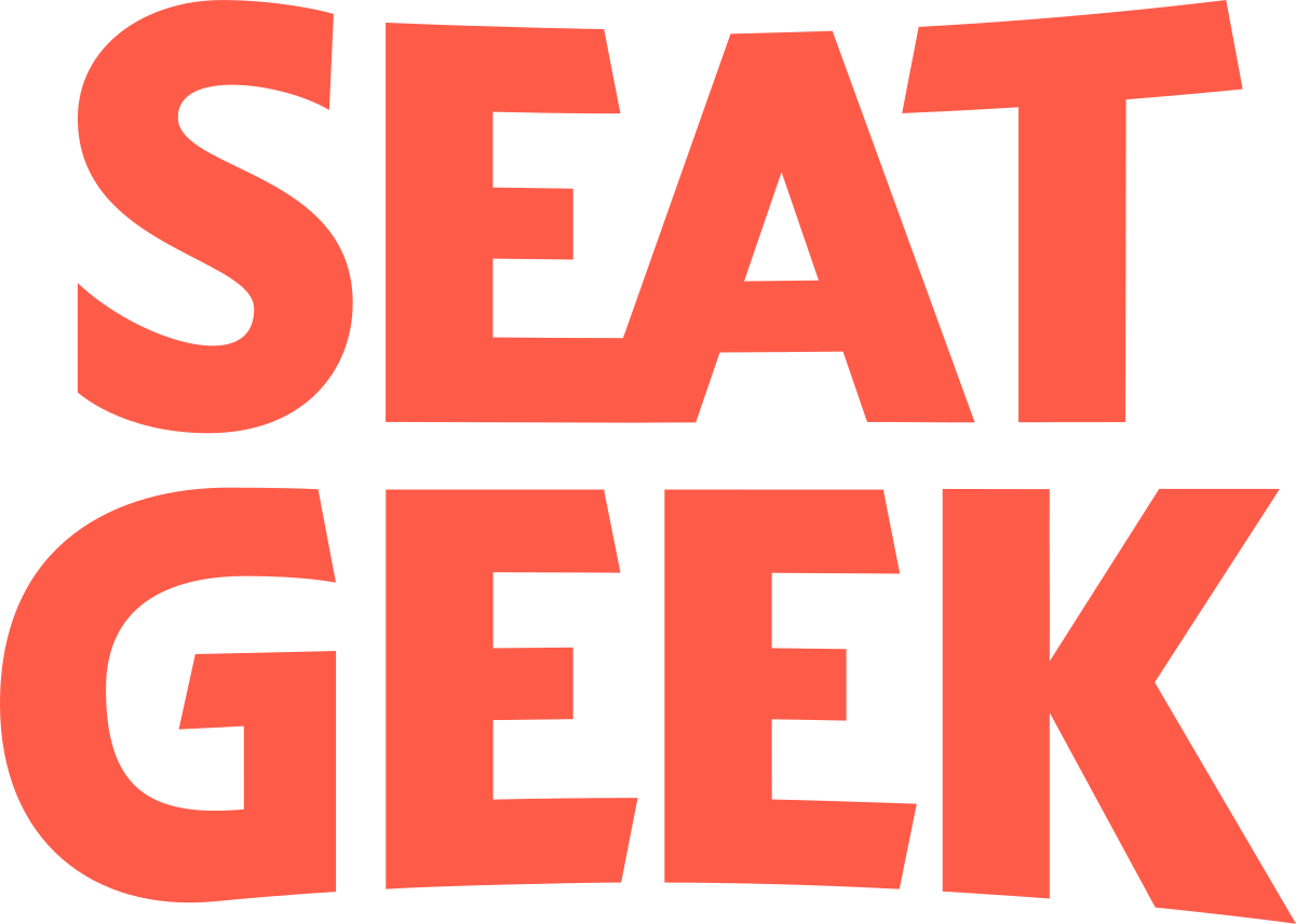 Seatgeek logo in bold red text on a transparent background, representing ticket purchasing platform.