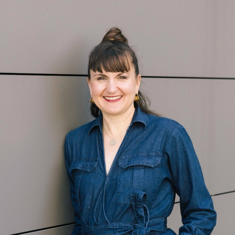 Portrait of a client in a denim shirt
